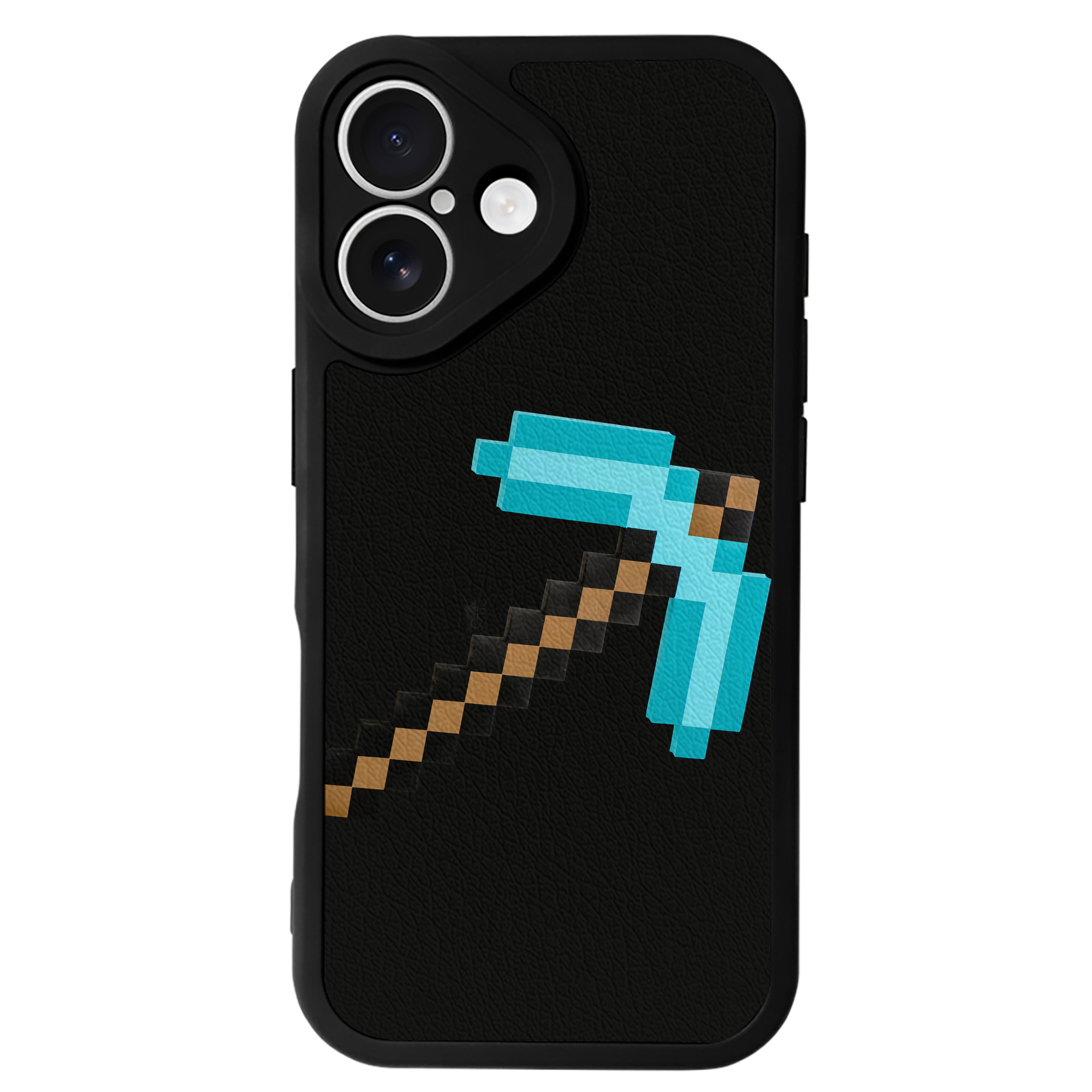 （画像用） マインクラフト ブロックの世界 Minecraft MC Block world 【iPhone 16シリーズ対応】シリコンスマホケース（レザー調） 材質：シリコン